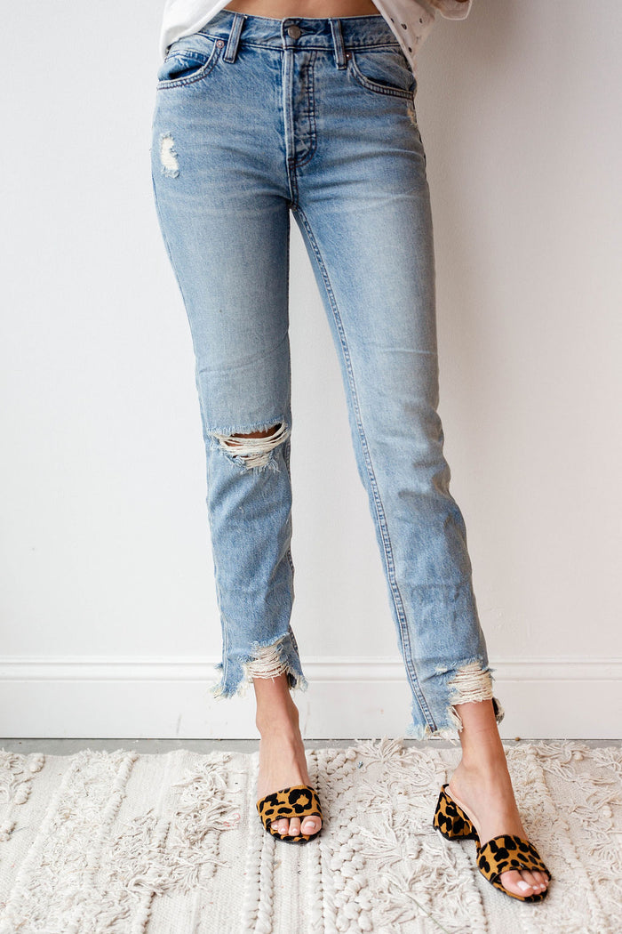mode, chewed up midrise straight jean