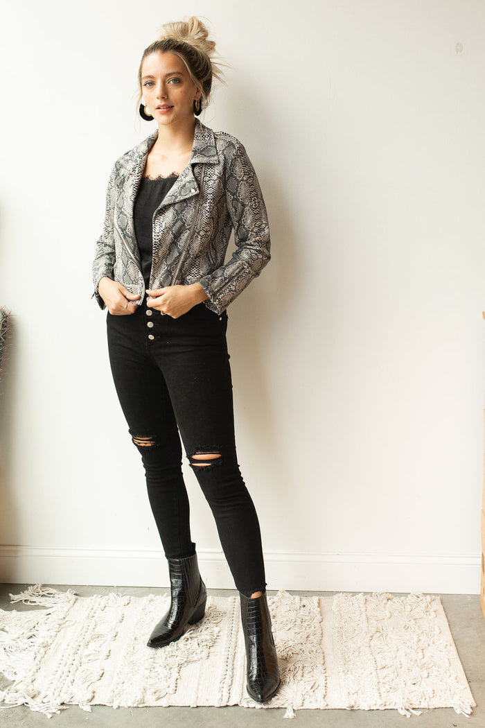 mode, python moto jacket