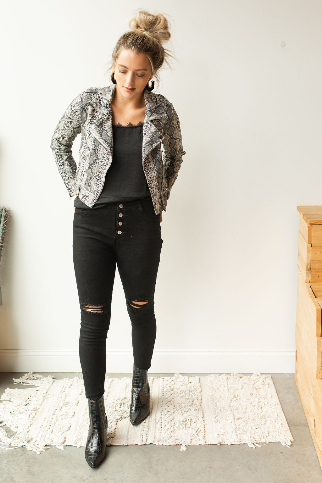 mode, python moto jacket