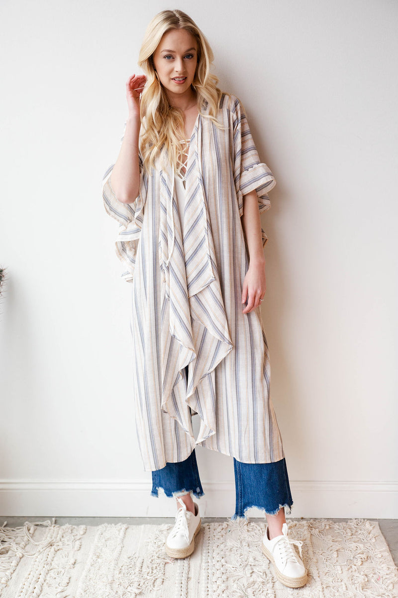 mode, rush ruffled kimono