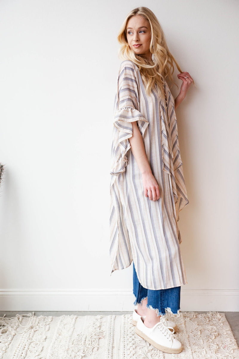 mode, rush ruffled kimono