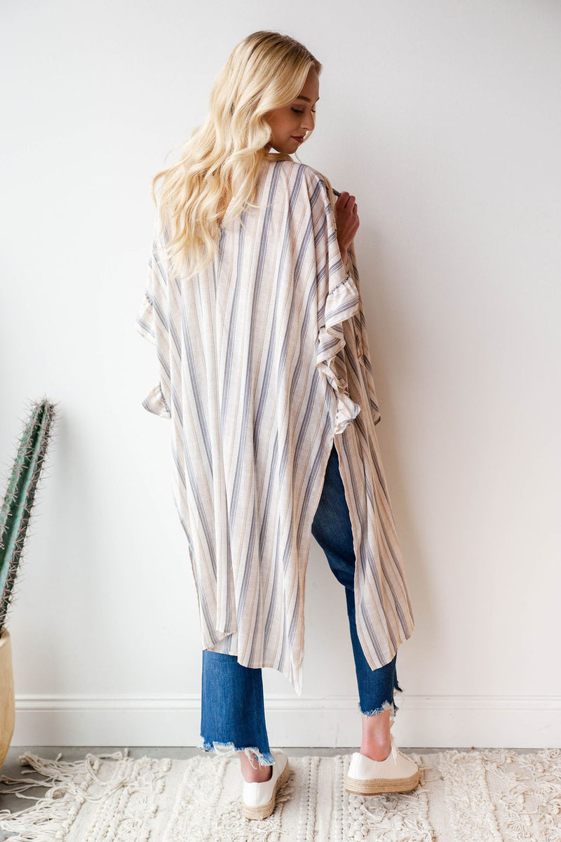 mode, rush ruffled kimono