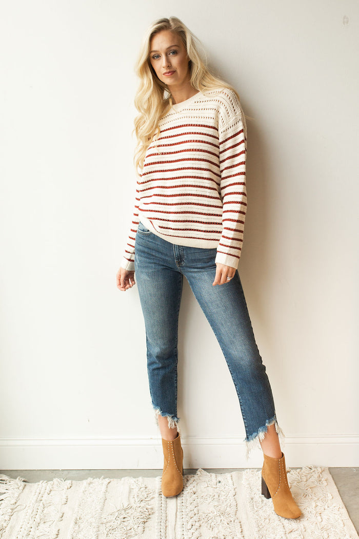 mode, start talking open knit sweater