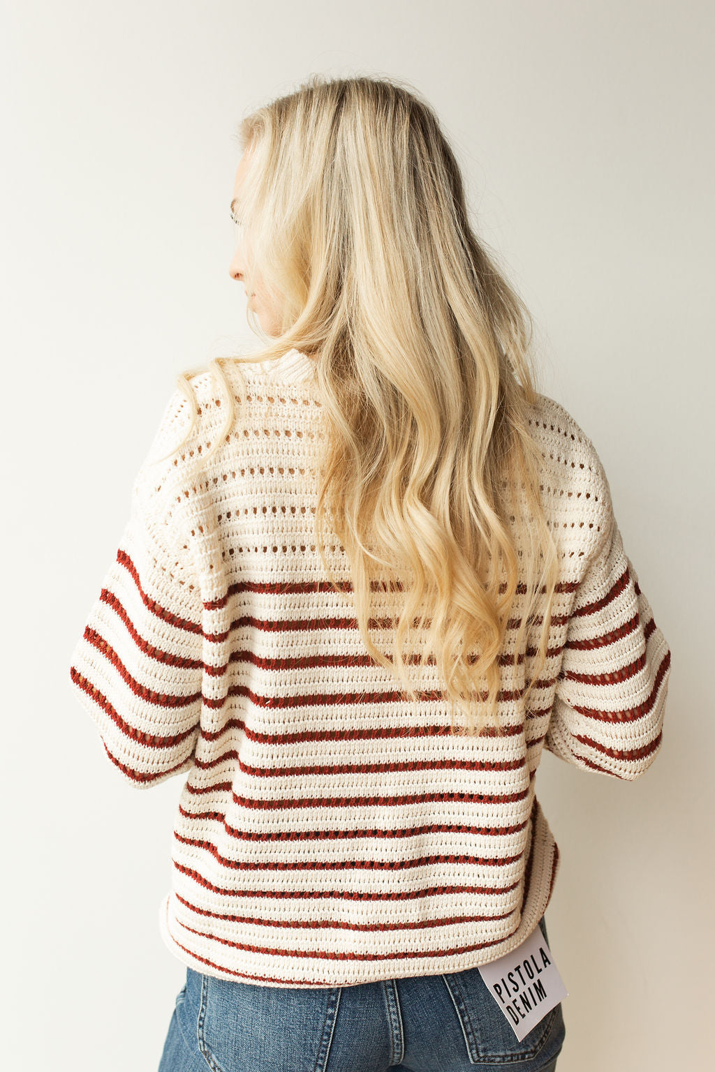 mode, start talking open knit sweater
