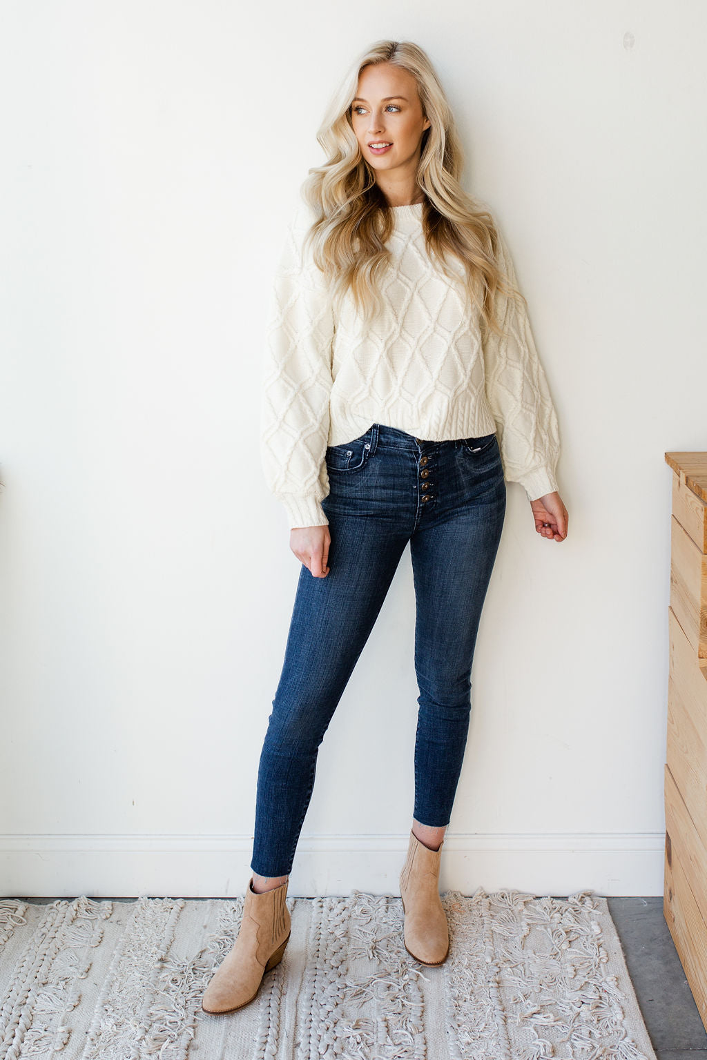 mode, chunky woven sweater