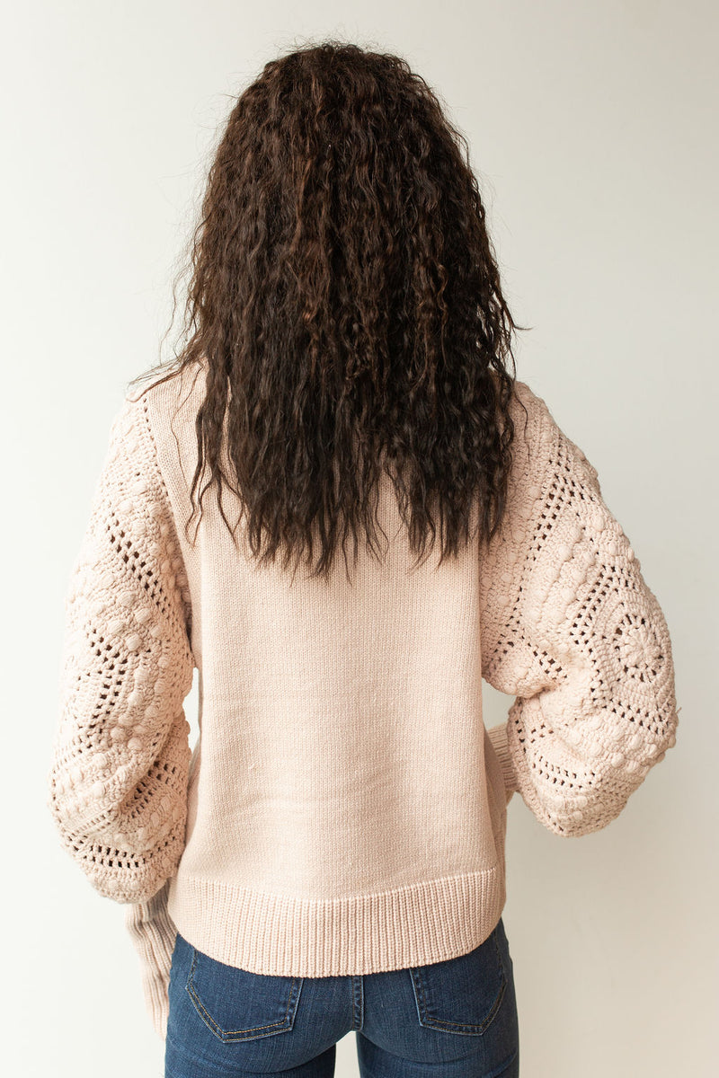 mode, hand knit sleeve detail sweater
