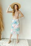 mode, cotton candy midi skirt