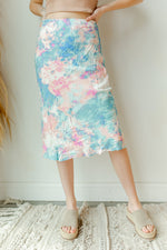 mode, cotton candy midi skirt