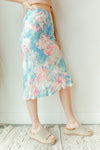mode, cotton candy midi skirt