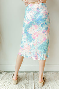mode, cotton candy midi skirt