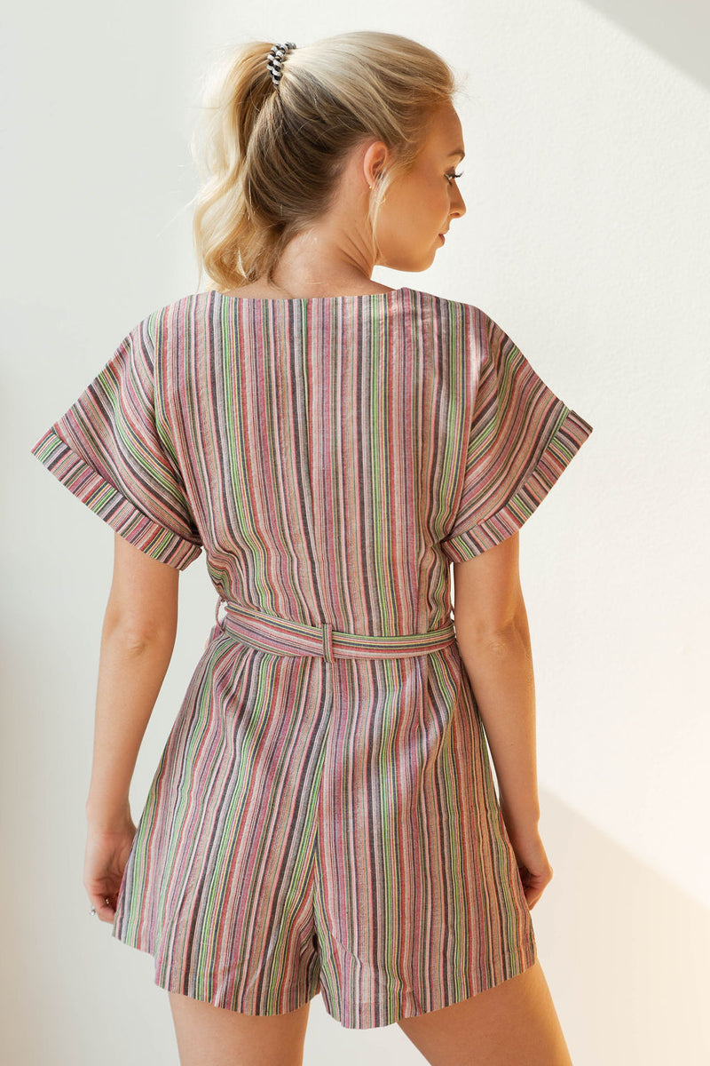mode, shed the light stripes romper