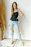 mode, rouched spaghetti strap top
