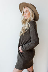 mode, longslv knit sweater dress