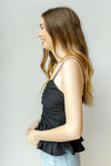 mode, rouched spaghetti strap top