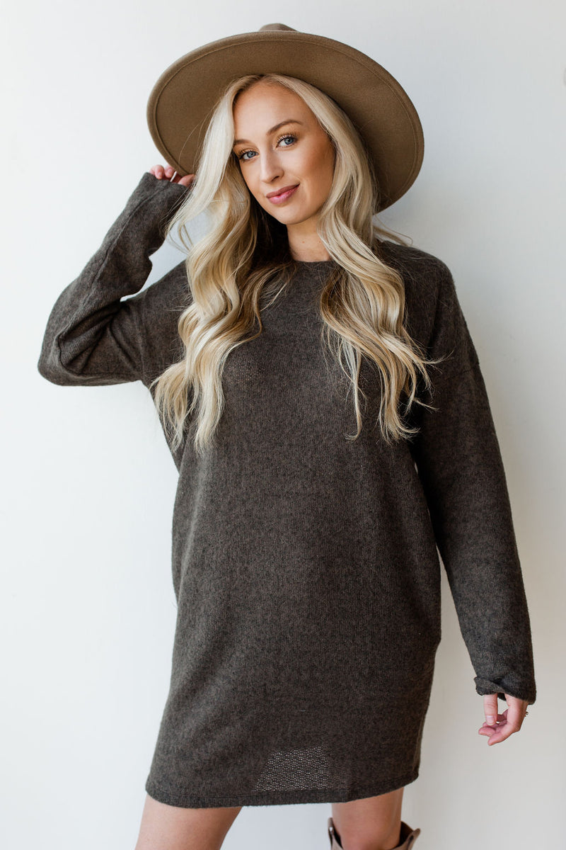 mode, longslv knit sweater dress