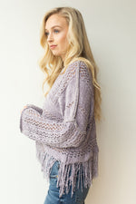 mode, hazy fringe hem sweater
