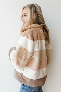 mode, soft neutrals furry jacket