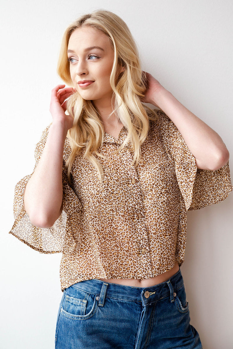 mode, soft + sheer leopard blouse