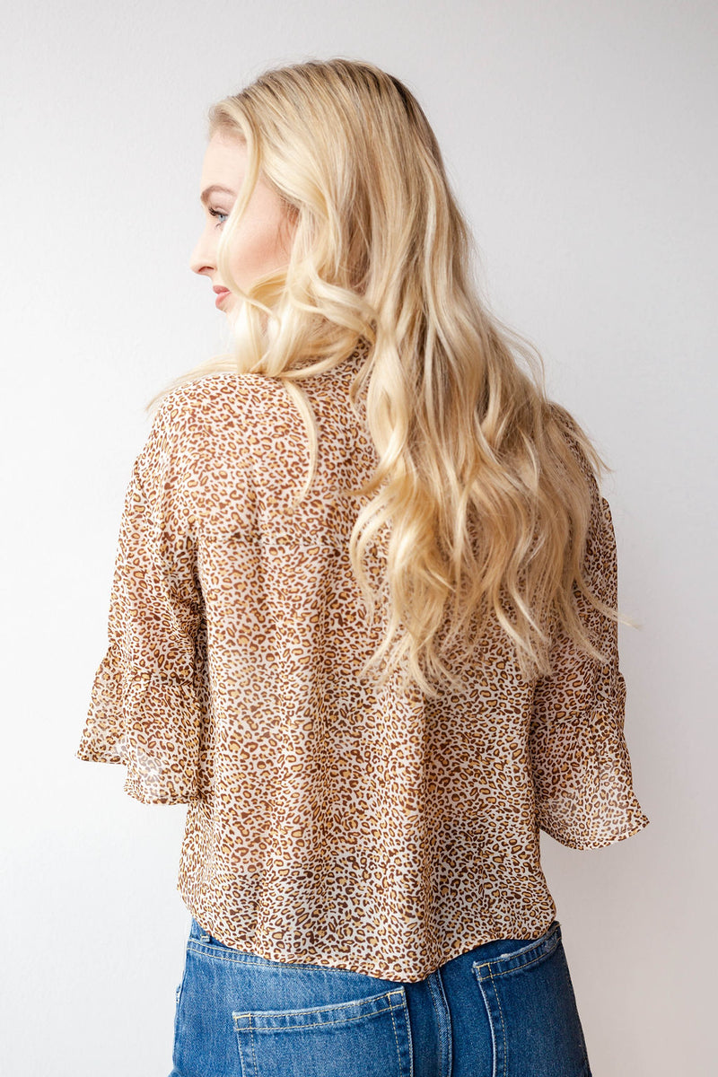 mode, soft + sheer leopard blouse