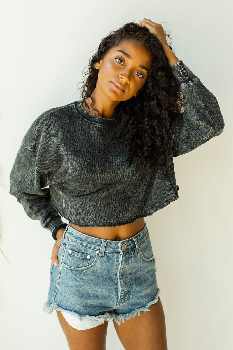 mode, in the raw cropped sweater