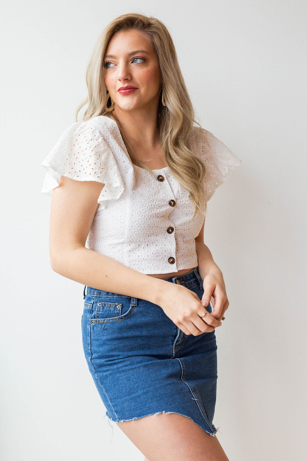mode, eyelet crop tank
