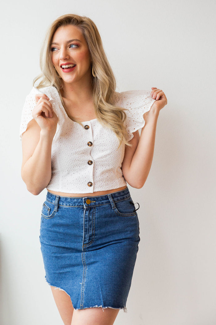 mode, eyelet crop tank