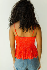 mode, red hot pleated tank