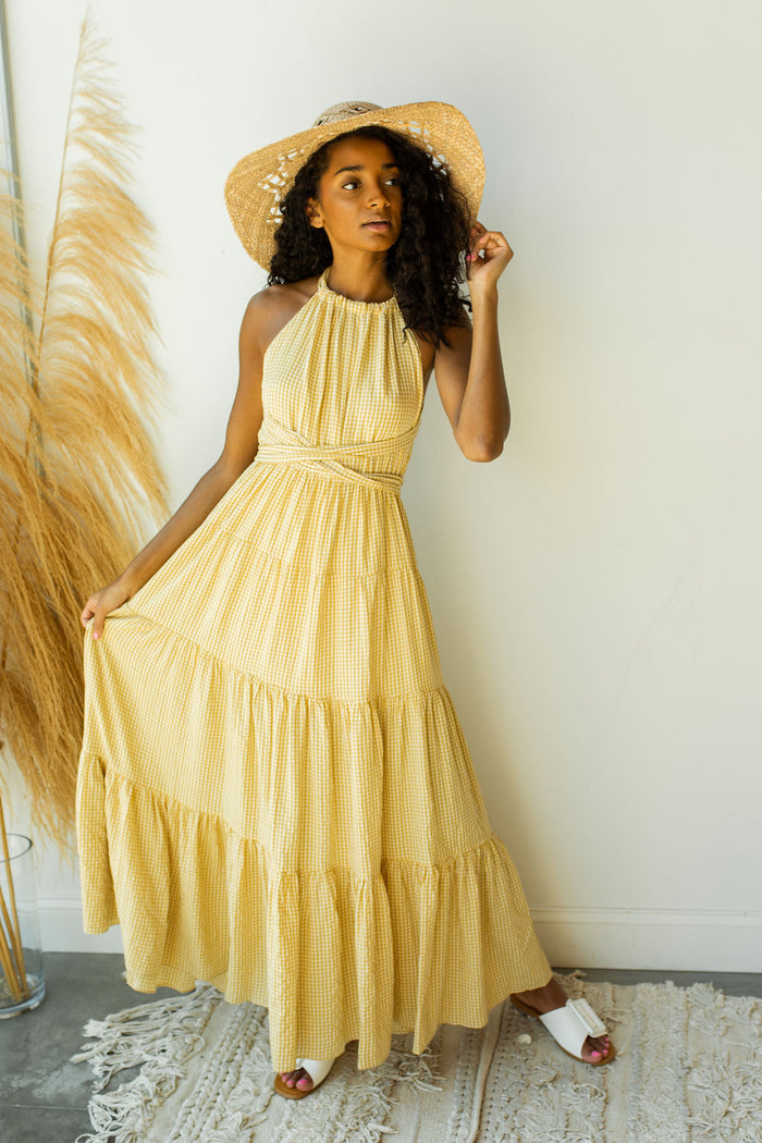 mode, fresh fruit halter maxi