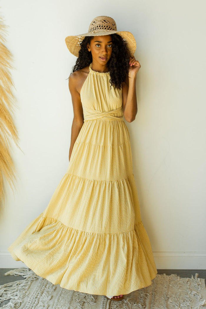mode, fresh fruit halter maxi