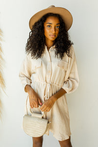 mode, longsleeve tie waist shirt dress