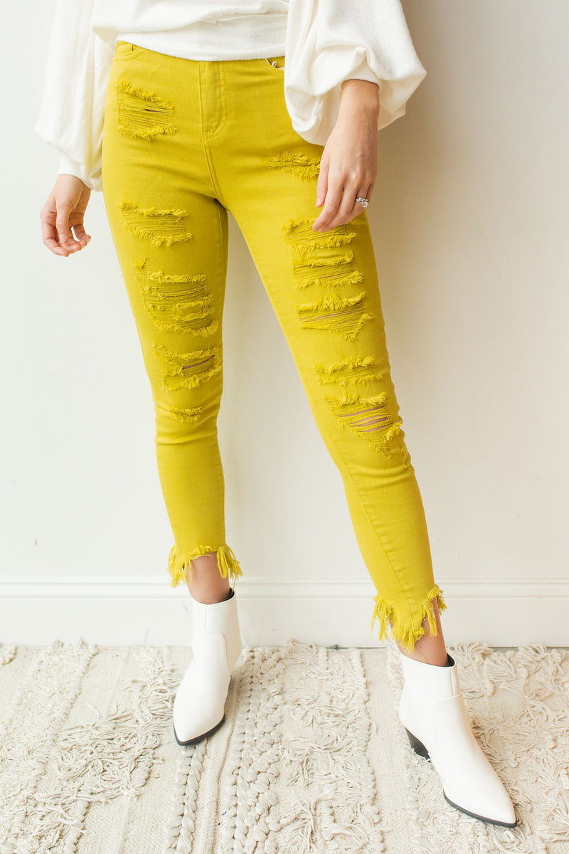 mode, electric distressed skinny