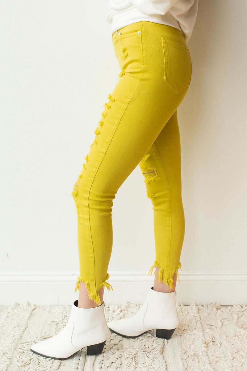 mode, electric distressed skinny