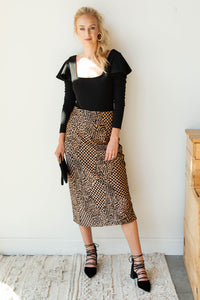 mode, encore midi woven skirt