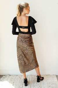 mode, encore midi woven skirt