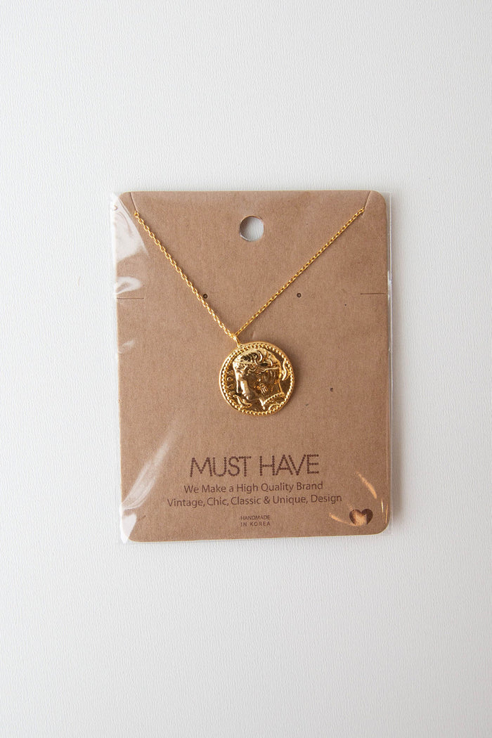 mode, lucky coin necklace