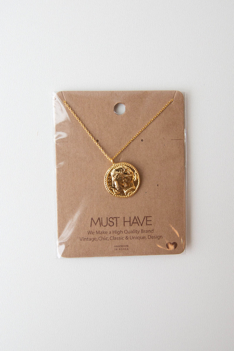 mode, lucky coin necklace