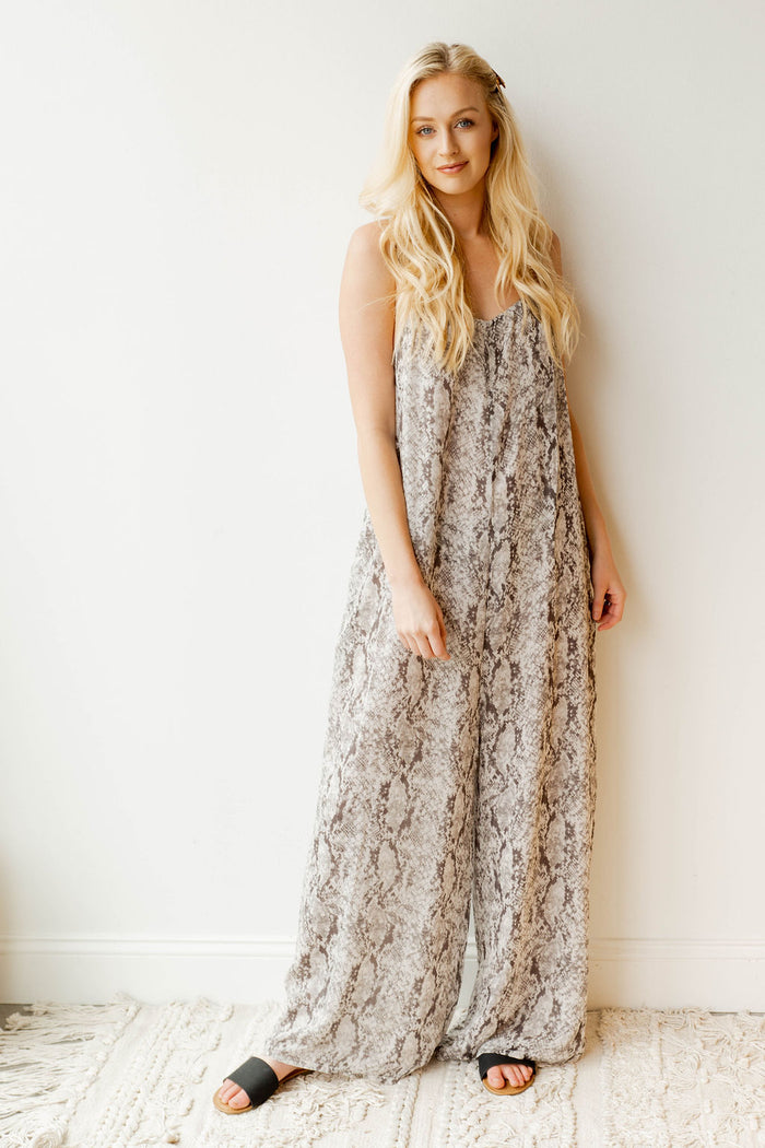 mode, python wide leg jumpsuit