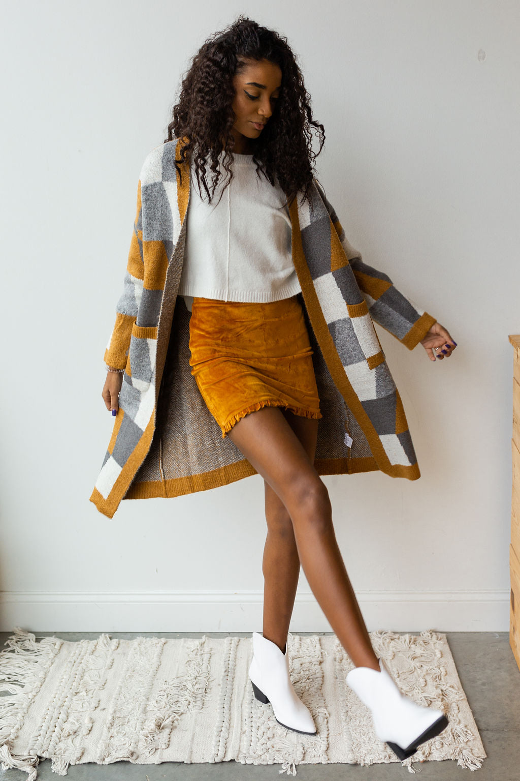mode, mustard mix sweater