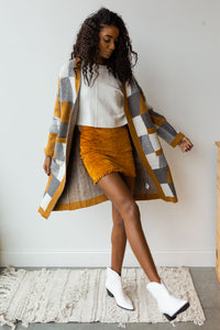 mode, mustard mix sweater