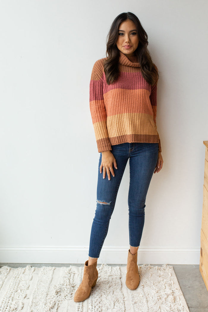 mode, orange mix sweater