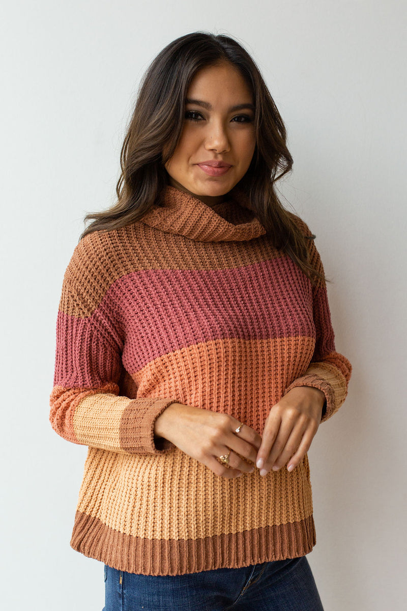 mode, orange mix sweater