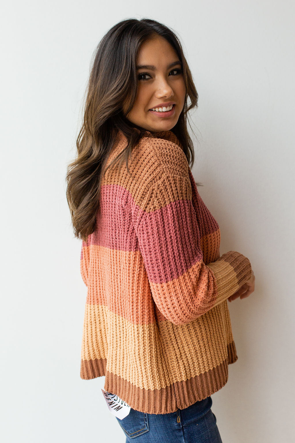 mode, orange mix sweater