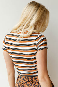 mode, rustic stripe crop top
