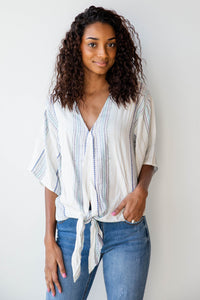 mode, lurex multi color tie front top