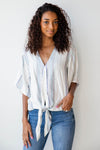 mode, lurex multi color tie front top