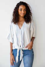 mode, lurex multi color tie front top