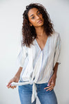 mode, lurex multi color tie front top