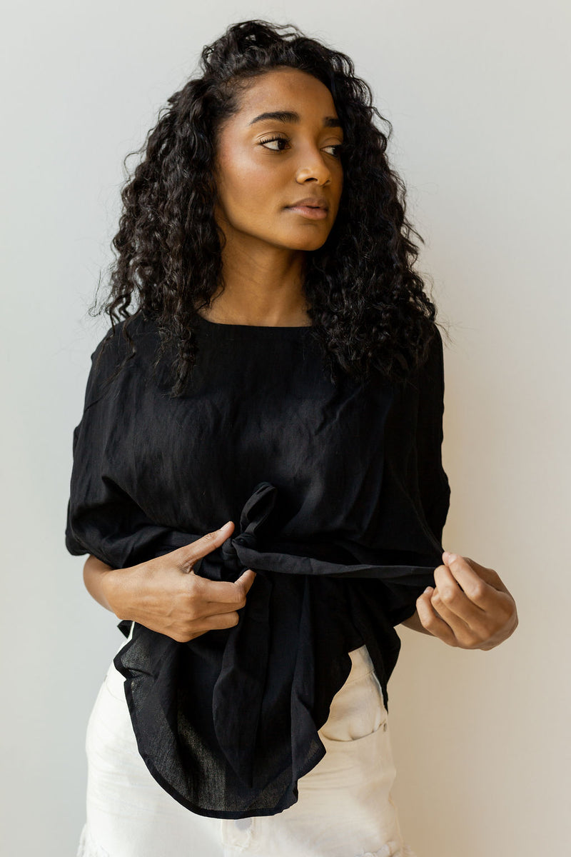 mode, make it work tie waist blouse