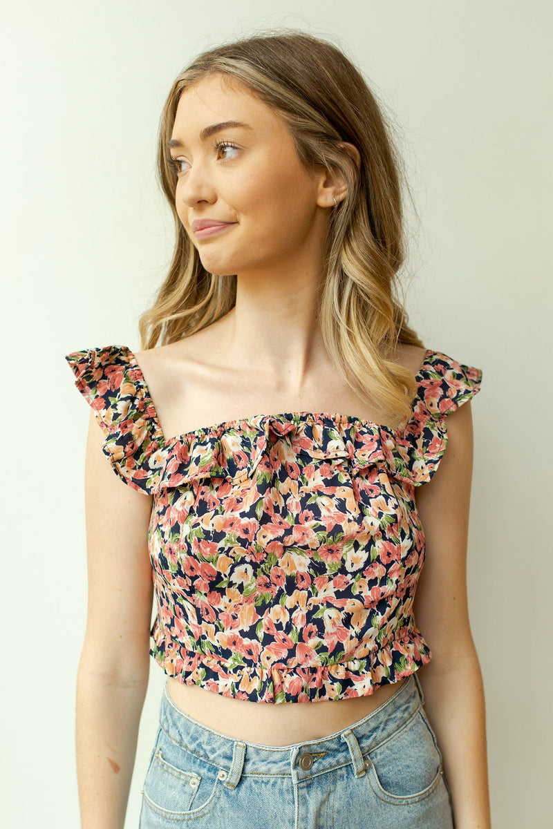 mode, flourish off shoulder crop