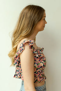 mode, flourish off shoulder crop